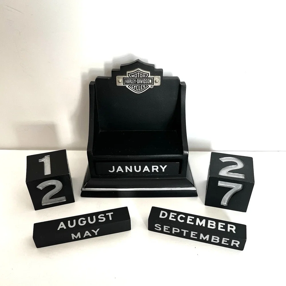 Harley-Davidson Perpetual Calendar Hallmark Desk Office Heavy Vintage Biker